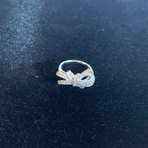 Cute Sterling Silver Bow with CZ Chips - Picture 2 of 4